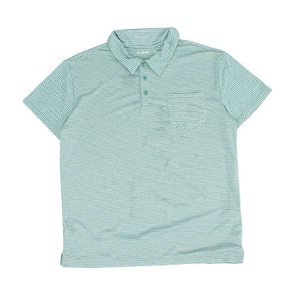 Green Striped Short Sleeve Polo