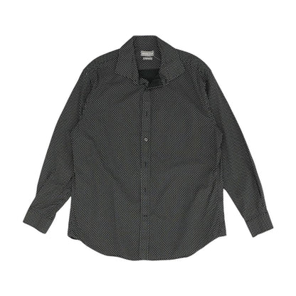Black Geometric Long Sleeve Button Down