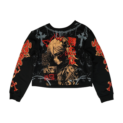 Black Graphic Sweatshirt Pullover