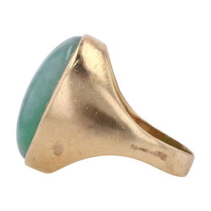 14K Yellow Gold Jade Fashion Ring