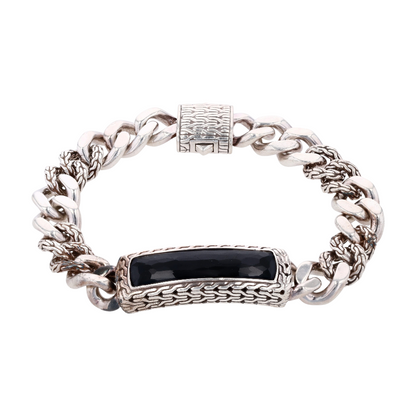 Sterling Silver Onyx Chain Bracelet