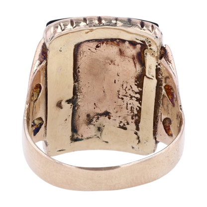 14K Yellow Gold Black Stone Fashion Ring