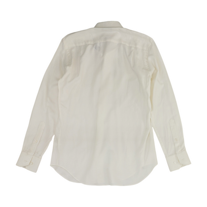 Cream Solid Long Sleeve Button Down