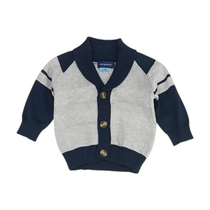 Gray Color Block Cardigan Sweater