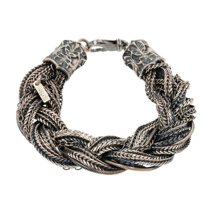 Sterling Silver Large Blackened Braided Chain Bracelet