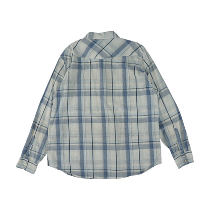 White Plaid Long Sleeve Button Down