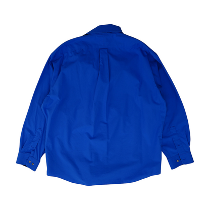 Blue Solid Long Sleeve Button Down
