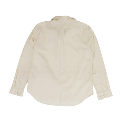 Cream Solid Long Sleeve Button Down