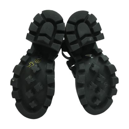 Black Wedged Sandals