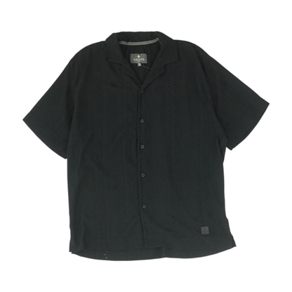 Black Solid Short Sleeve Button Down