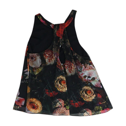 Black Floral Sleeveless Blouse