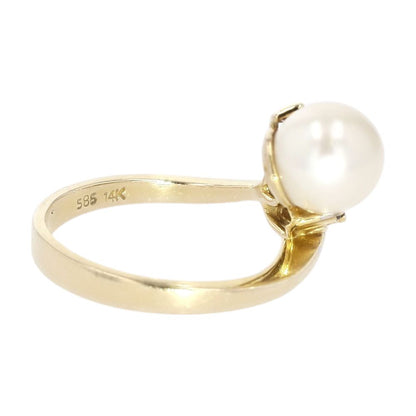 14K Two Tone Gold Cultured Pearl With Multi Color Accent Stones Cocktail Ring