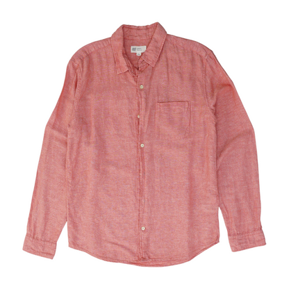 Red Solid Long Sleeve Button Down