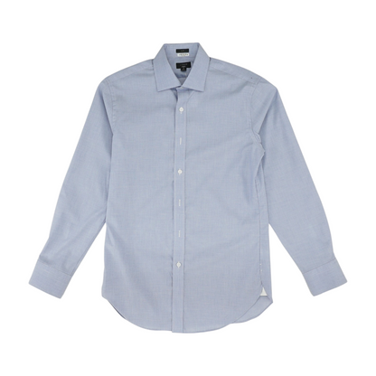 Blue Solid Long Sleeve Button Down