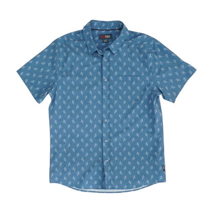 Blue Print Short Sleeve Button Down