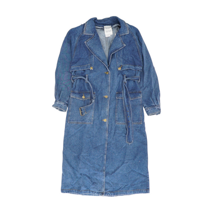 Vintage Denim Belted Trench Coat
