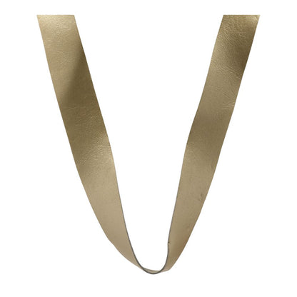 Gold Tone Leather Band With Antler And Beads Statement Necklace