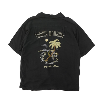 Black Solid Short Sleeve Button Down