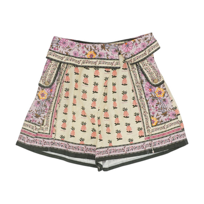 Beige Print Knit Shorts