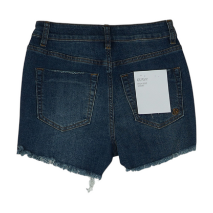 Navy Solid Denim Shorts