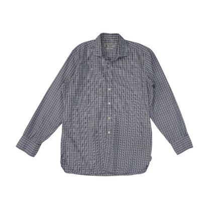 Navy Plaid Long Sleeve Button Down