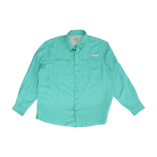 Green Solid Outdoor Button Down