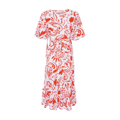 White Paisley Midi Dress