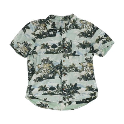 Green Tropical Short Sleeve Button Down