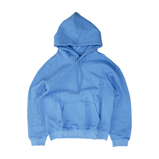 Blue Solid Hoodie Pullover