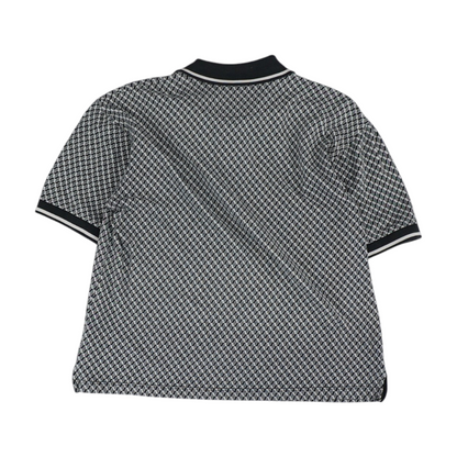 Black Geometric Short Sleeve Polo