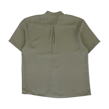Olive Solid Short Sleeve Button Down