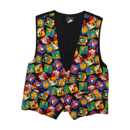 Vintage Black Graphic Suit Vest