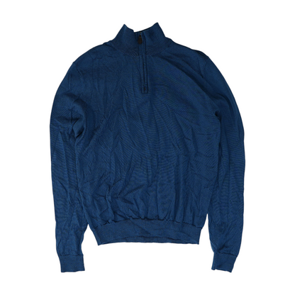 Blue Solid 1/4 Zip Sweater