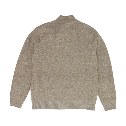 Beige Solid 1/4 Zip Sweater