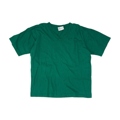 Vintage 1991 Green Solid V Neck T-Shirt