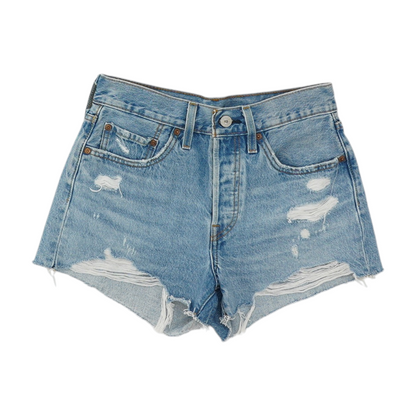 Blue Solid Denim Shorts