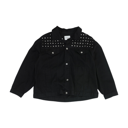 Black Solid Denim Jacket
