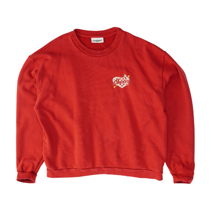 Red Print Sweatshirt Pullover
