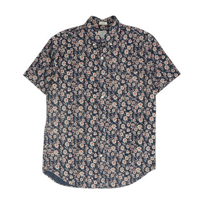 Navy Floral Short Sleeve Button Down