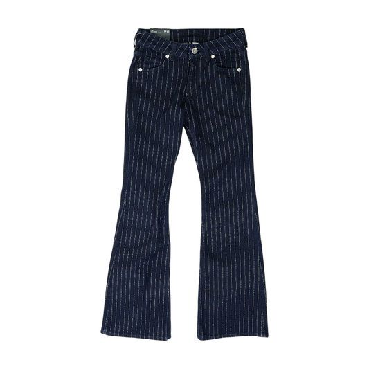 Navy Striped Bootcut Jeans