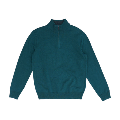Green Solid 1/4 Zip Sweater