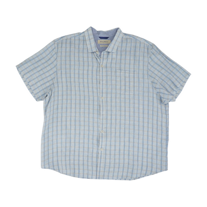 Blue Plaid Short Sleeve Button Down