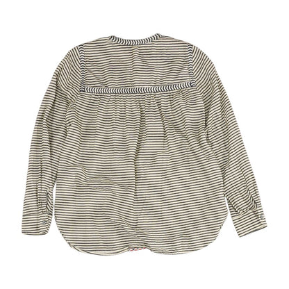Beige Striped Long Sleeve Blouse