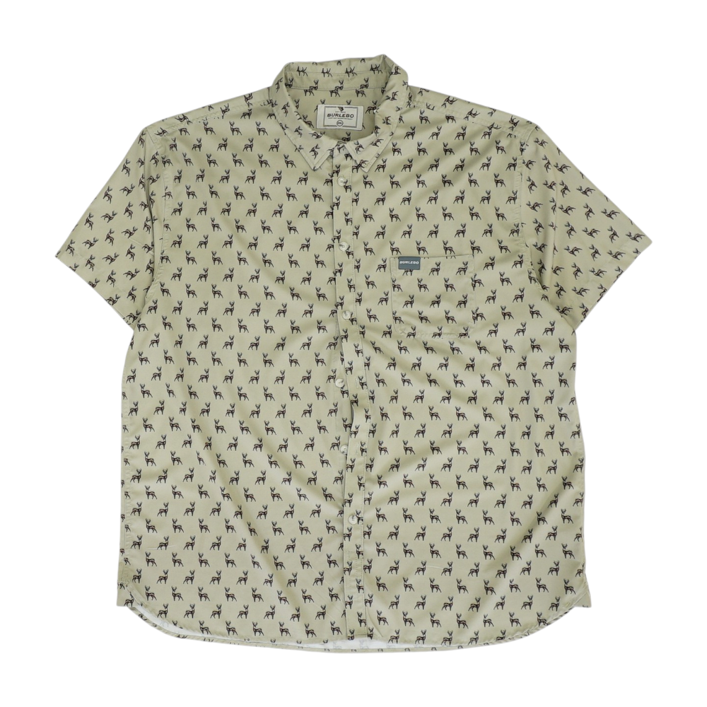 Green Graphic Short Sleeve Button Down
