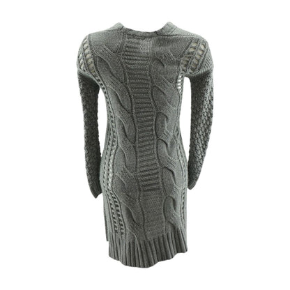 Gray Solid Cardigan Sweater