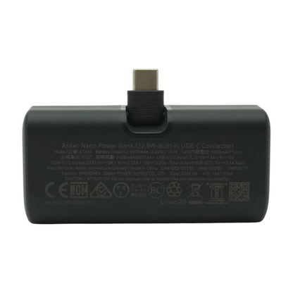 Nano 22.5W Power Bank With Built-In USB-C Connector