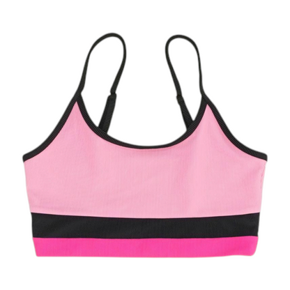 Pink Color Block Swim Top