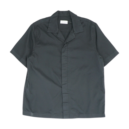 Black Solid Short Sleeve Button Down