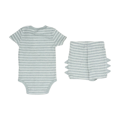 Gray Striped Short Sleeve Set