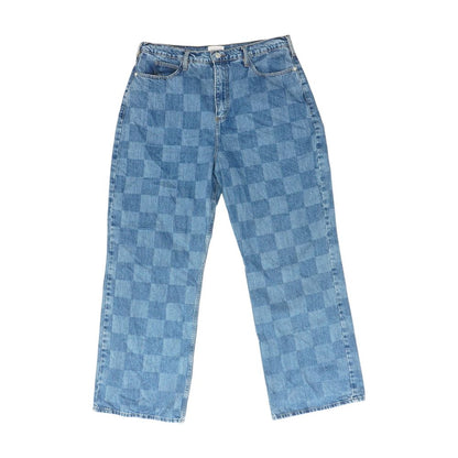 Blue High Rise Wide Leg Jeans